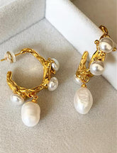 OCEAN REEF PEARL HOOP EARRINGS